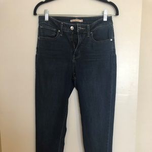 Dark wash high-waist Levi jeans